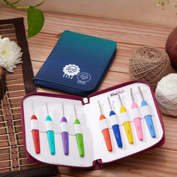 Set s pletacími háčky KnitPro Waves v tyrkysovém penálu